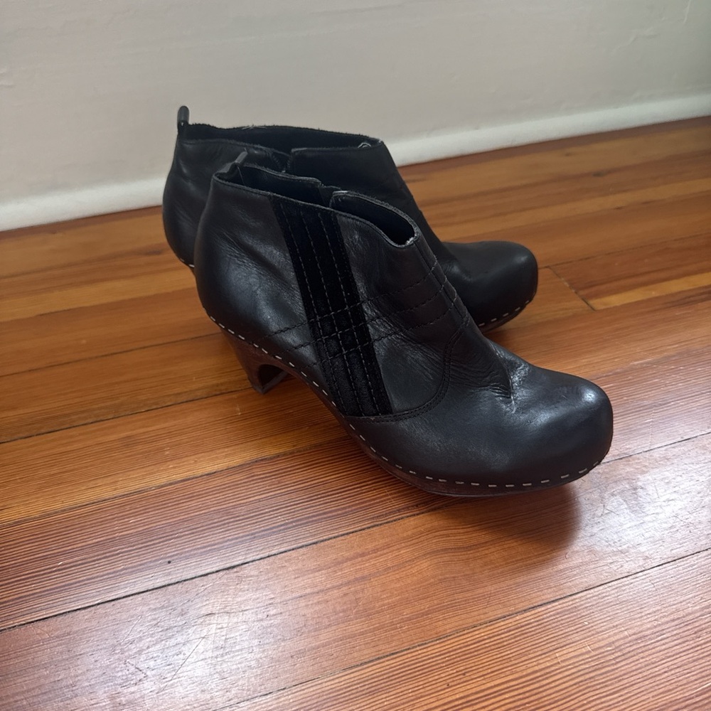 Anthropologie Black Leather Ankle Booties